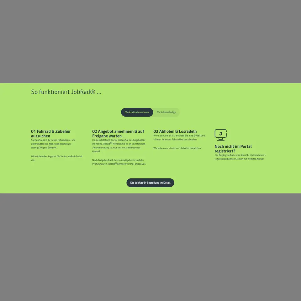 So funktioniert JobRad iframe2 Screenshot | JobRad Werkzeugkasten So funktioniert JobRad iframe2 Screenshot | JobRad Werkzeugkasten